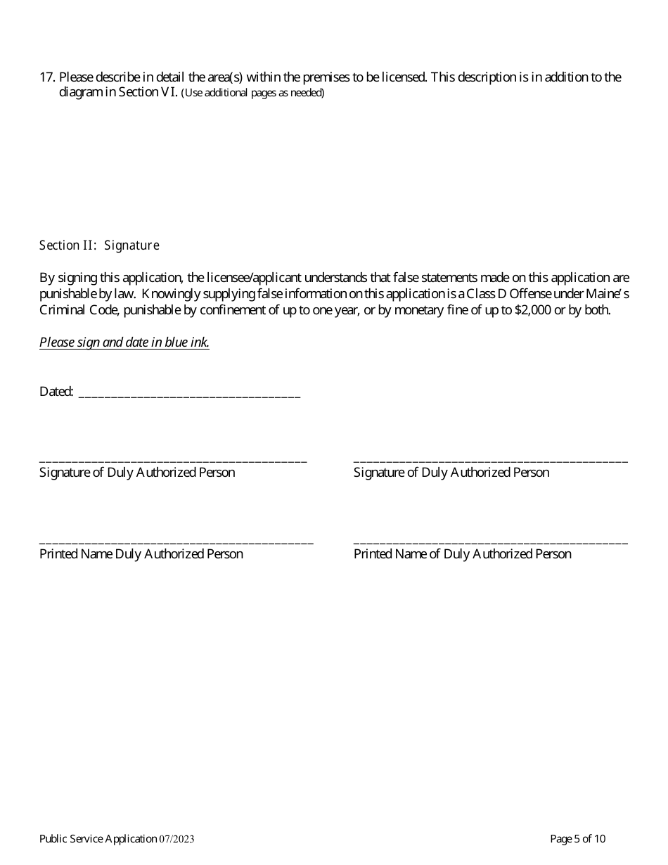 Application for a Public Service License - Maine, Page 7