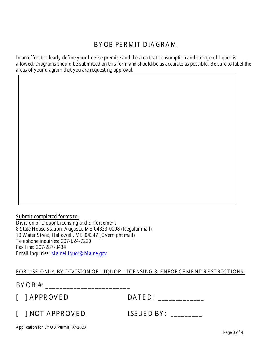 Application for a Byob Permit - Maine, Page 3