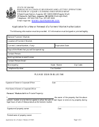 Application for a New or Renewal of a Farmers&#039; Market Authorization - Maine