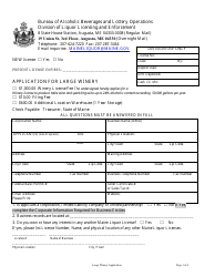 Document preview: Application for Large Winery - Maine