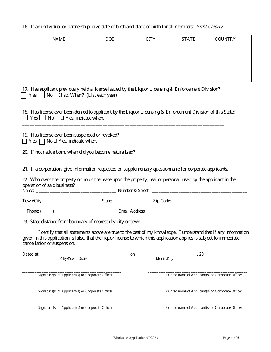 Wholesale Malt / Wine Application - Maine, Page 4