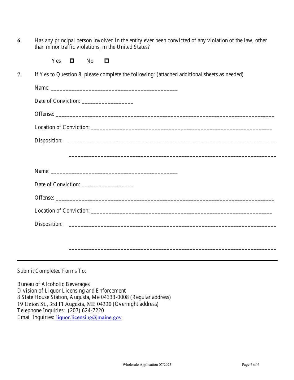 Wholesale Malt / Wine Application - Maine, Page 6