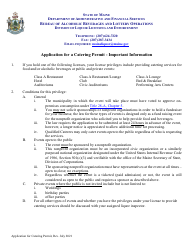 Document preview: Application for a Catering Permit - Maine