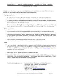 Application for a Permit to Purchase, Import or Transport Grain Alcohol - Maine