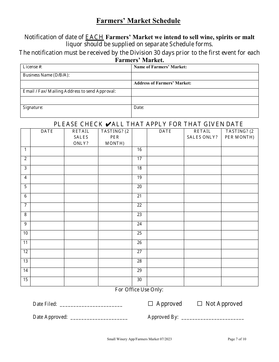 Application for Small Winery - Maine, Page 7