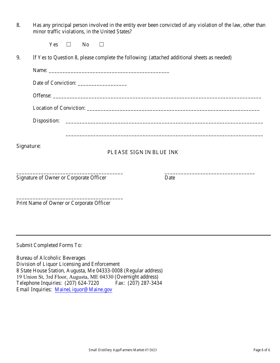 Application for Small Distillery - Maine, Page 6