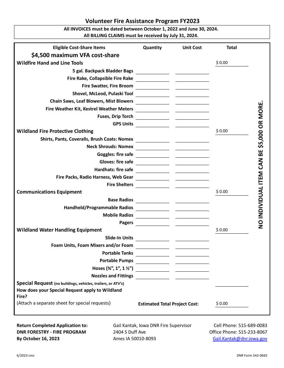 DNR Form 542-0665 Usfs Federal Financial Assistance - Iowa, Page 2