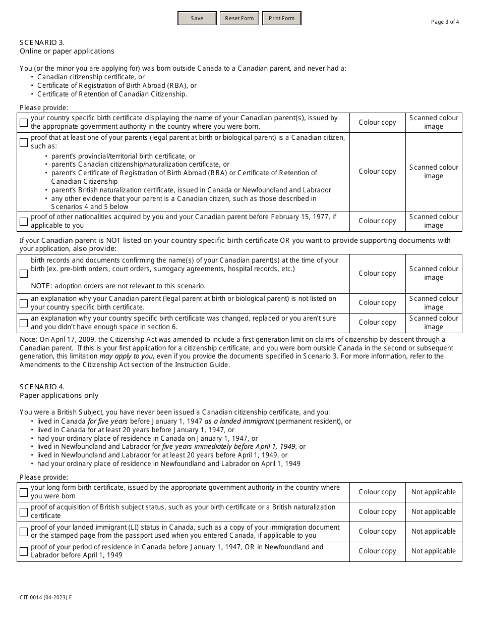 Form Cit0014 Download Fillable Pdf Or Fill Online Document Checklist Application For A 6891