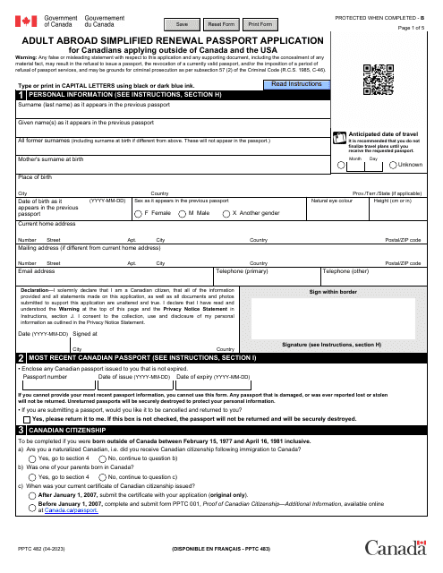Form PPTC482  Printable Pdf