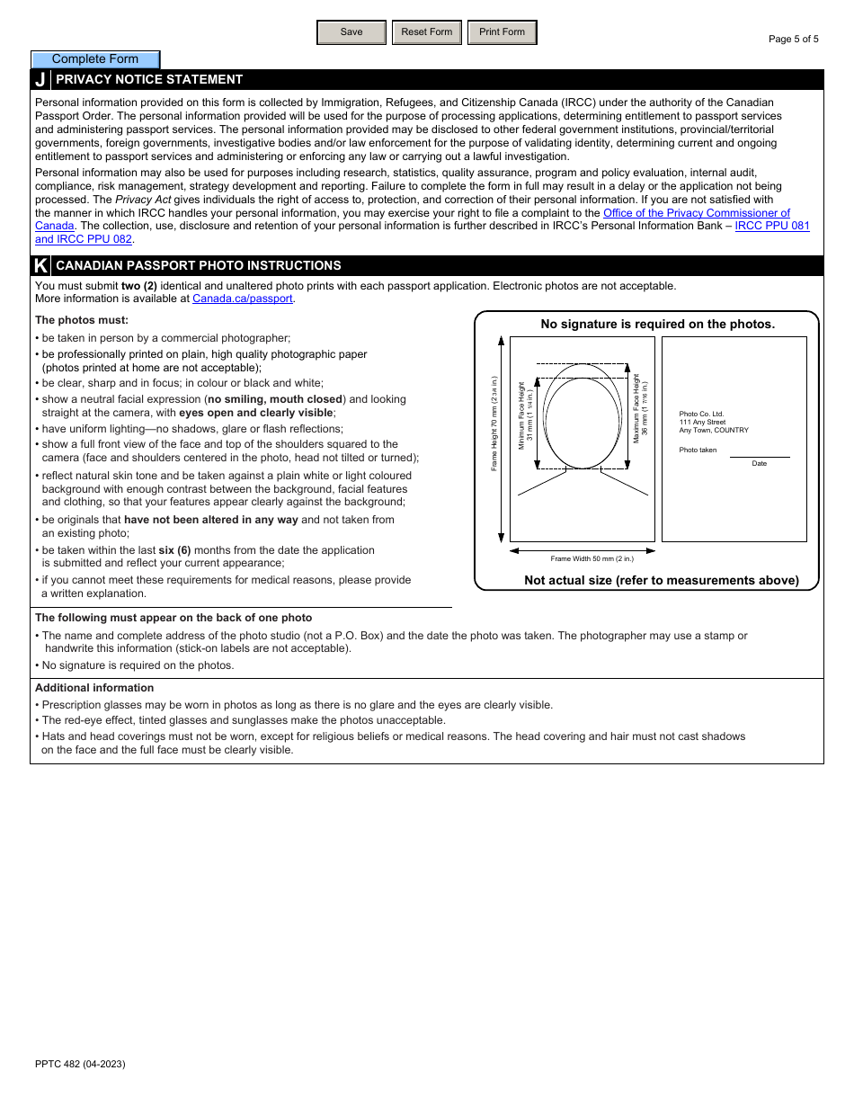 Form PPTC482 Adult Abroad Simplified Renewal Passport Application for Canadians Applying Outside of Canada and the Usa - Canada, Page 5