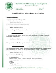Document preview: Small Business Micro Loan Application - Monroe County, New York