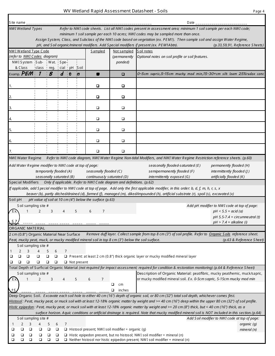 West Virginia Wetland Rapid Assessment Datasheet - West Virginia, Page 4