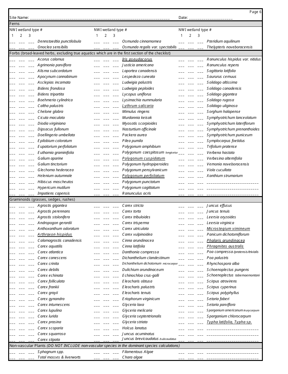 West Virginia Wetland Rapid Assessment Datasheet - West Virginia, Page 6