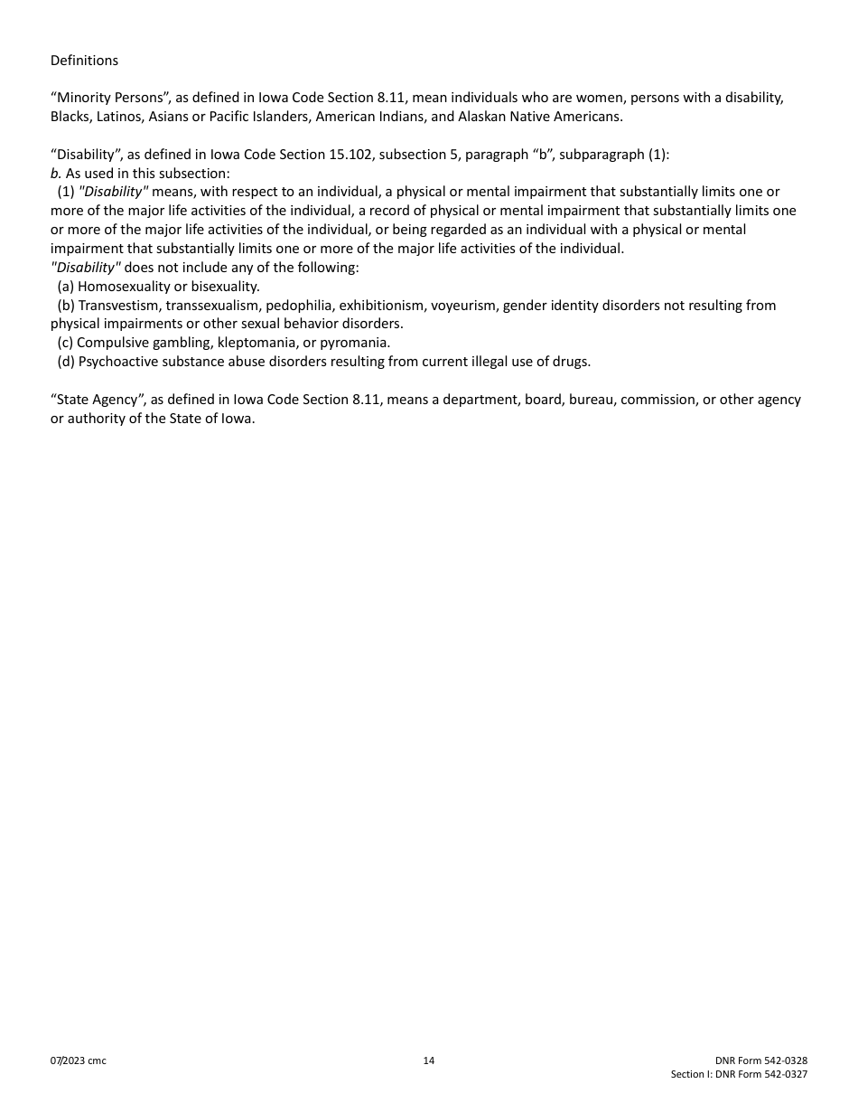 DNR Form 542-0328 (542-0327) Cost-Share Application - Low-Head Dam Public Hazard Program - Iowa, Page 14