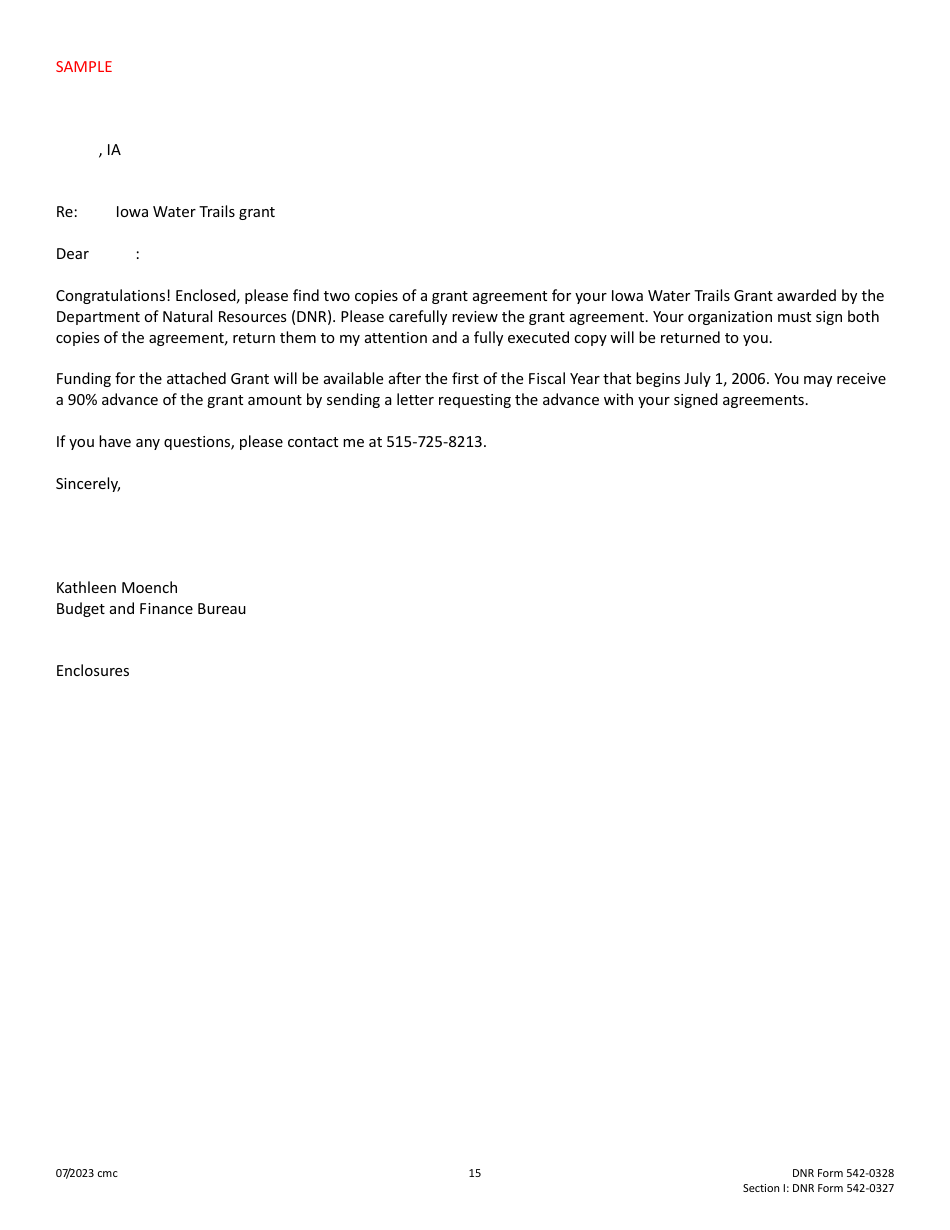 DNR Form 542-0328 (542-0327) Cost-Share Application - Low-Head Dam Public Hazard Program - Iowa, Page 15