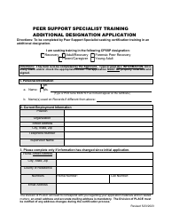 Document preview: Peer Support Specialist Training Additional Designation Application - Mississippi
