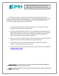 Document preview: Dmh Certified Providers Procedures for Requesting Technical Assistance/Training - Mississippi