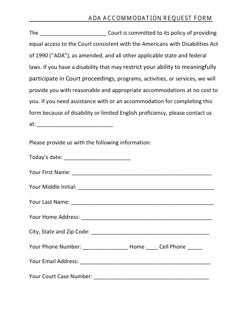 Ada Accommodation Request Form - New Mexico Download Pdf