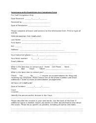 Americans With Disabilities Act Complaint Form - New Mexico