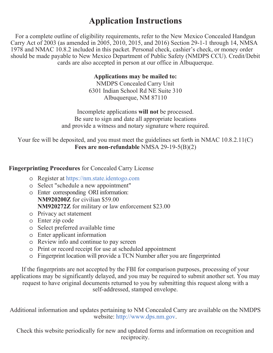 Concealed Handgun License / Concealed Carry Handgun Instructor Approval Application - New Mexico, Page 3