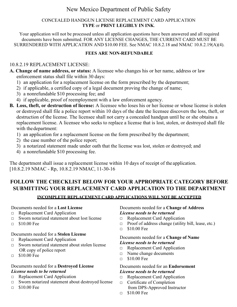 Concealed Handgun License / Concealed Carry Handgun Instructor Approval Application - New Mexico, Page 9
