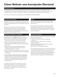 Document preview: Formulario De Refutacion De Una Inscripcion Electoral - Washington (Spanish)