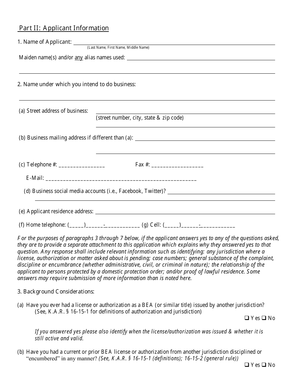 Bail Enforcement Agent Initial Application - Kansas, Page 3