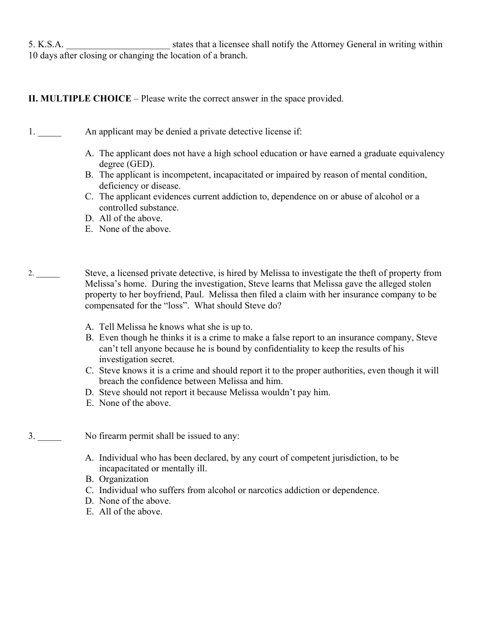 Private Detective - Initial Application - Kansas, Page 24