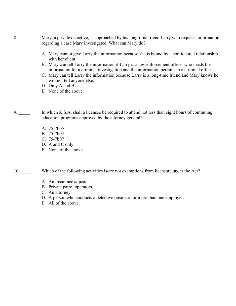 Private Detective - Initial Application - Kansas, Page 26