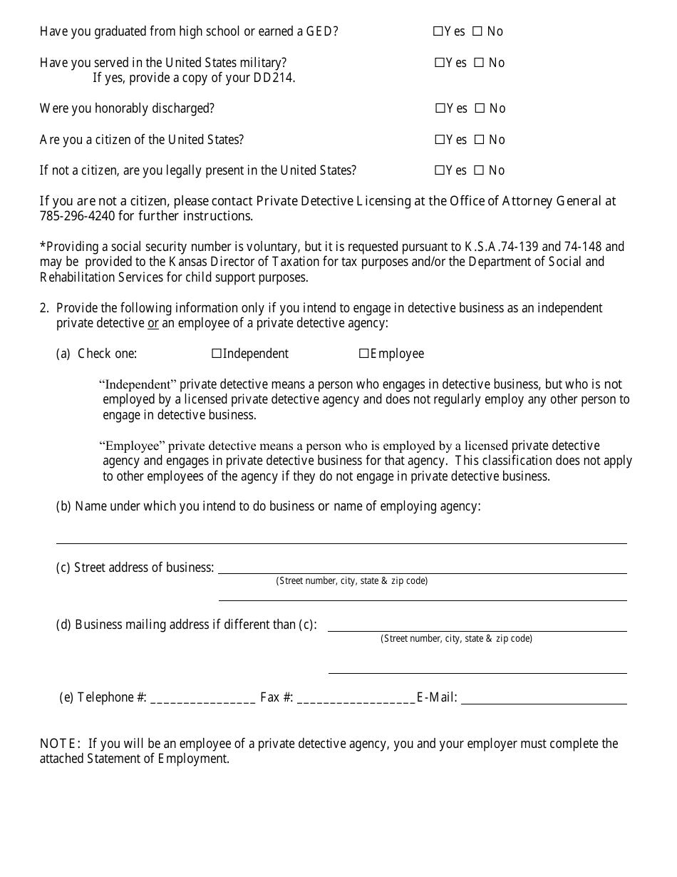 Private Detective - Initial Application - Kansas, Page 4
