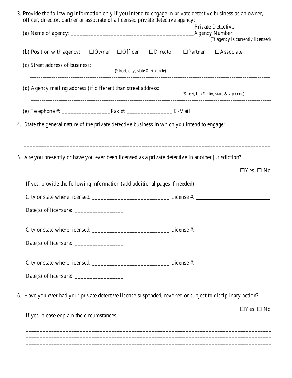 Private Detective - Initial Application - Kansas, Page 5