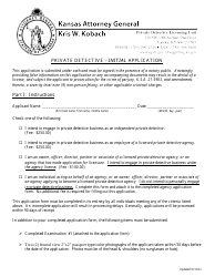 Document preview: Private Detective - Initial Application - Kansas