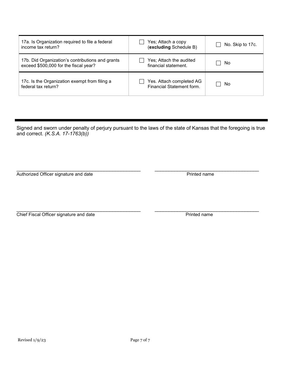 Charitable Organization Registration Statement for Solicitations - Kansas, Page 8