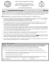 Document preview: Kansas Application for Concealed Carry Handgun License and Qualifying Information - Kansas