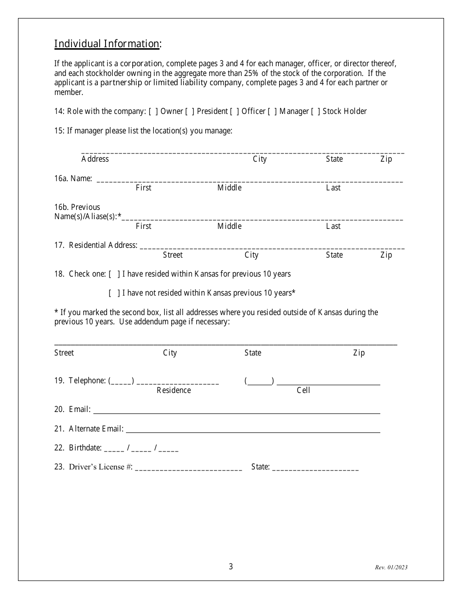 Initial Application for Scrap Metal Dealer Registration - Kansas, Page 3