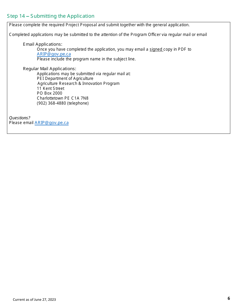 Application Form - Agriculture Research  Innovation Program - Prince Edward Island, Canada, Page 6