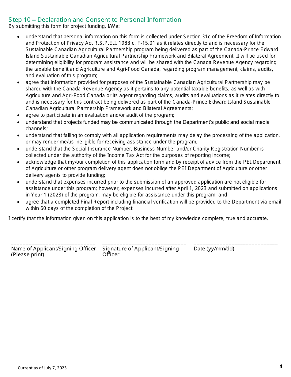 Application Form - Island Community Food Security Program - Prince Edward Island, Canada, Page 4