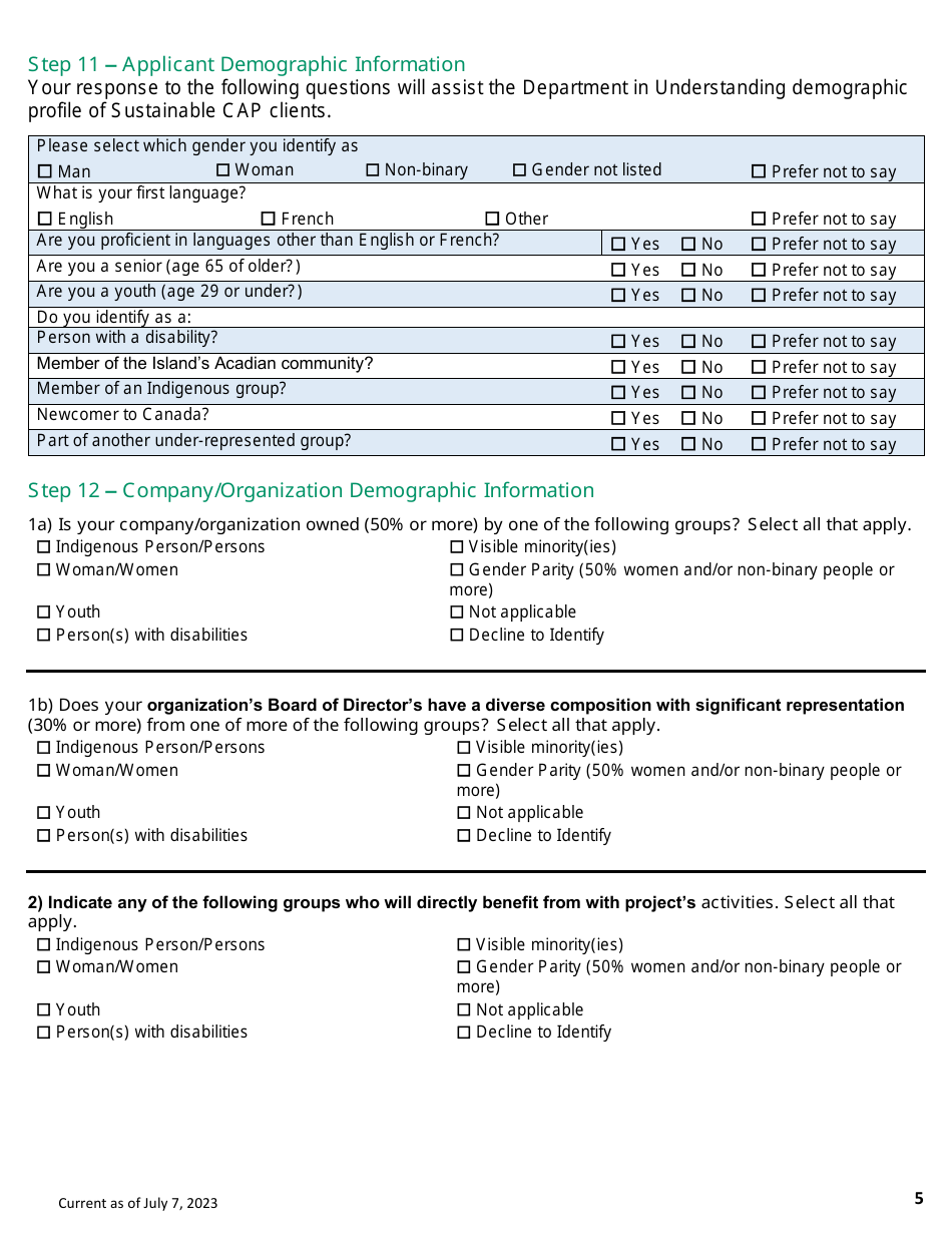 Application Form - Island Community Food Security Program - Prince Edward Island, Canada, Page 5
