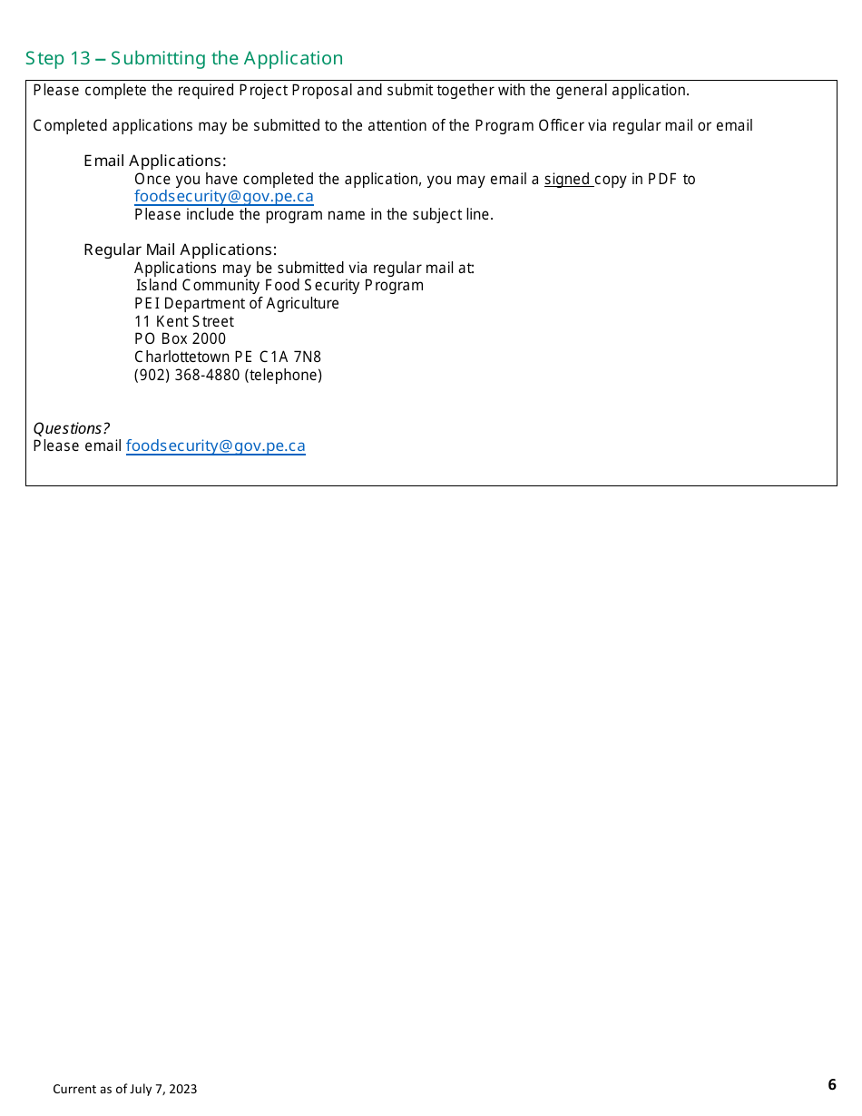 Application Form - Island Community Food Security Program - Prince Edward Island, Canada, Page 6