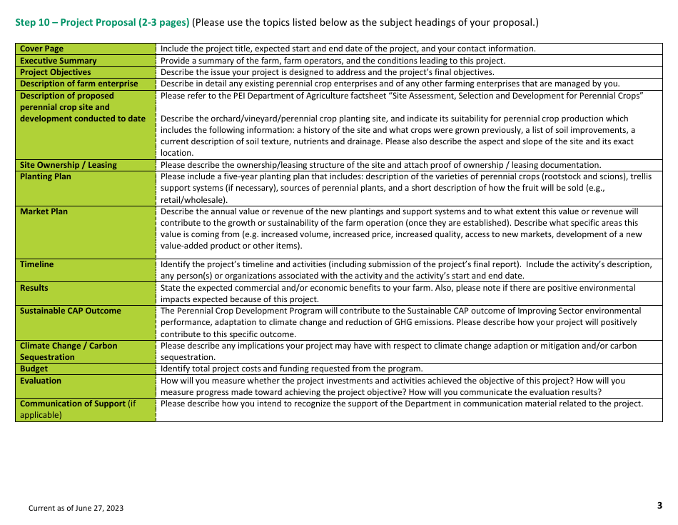 Application Form - Perennial Crop Development Program - Prince Edward Island, Canada, Page 3