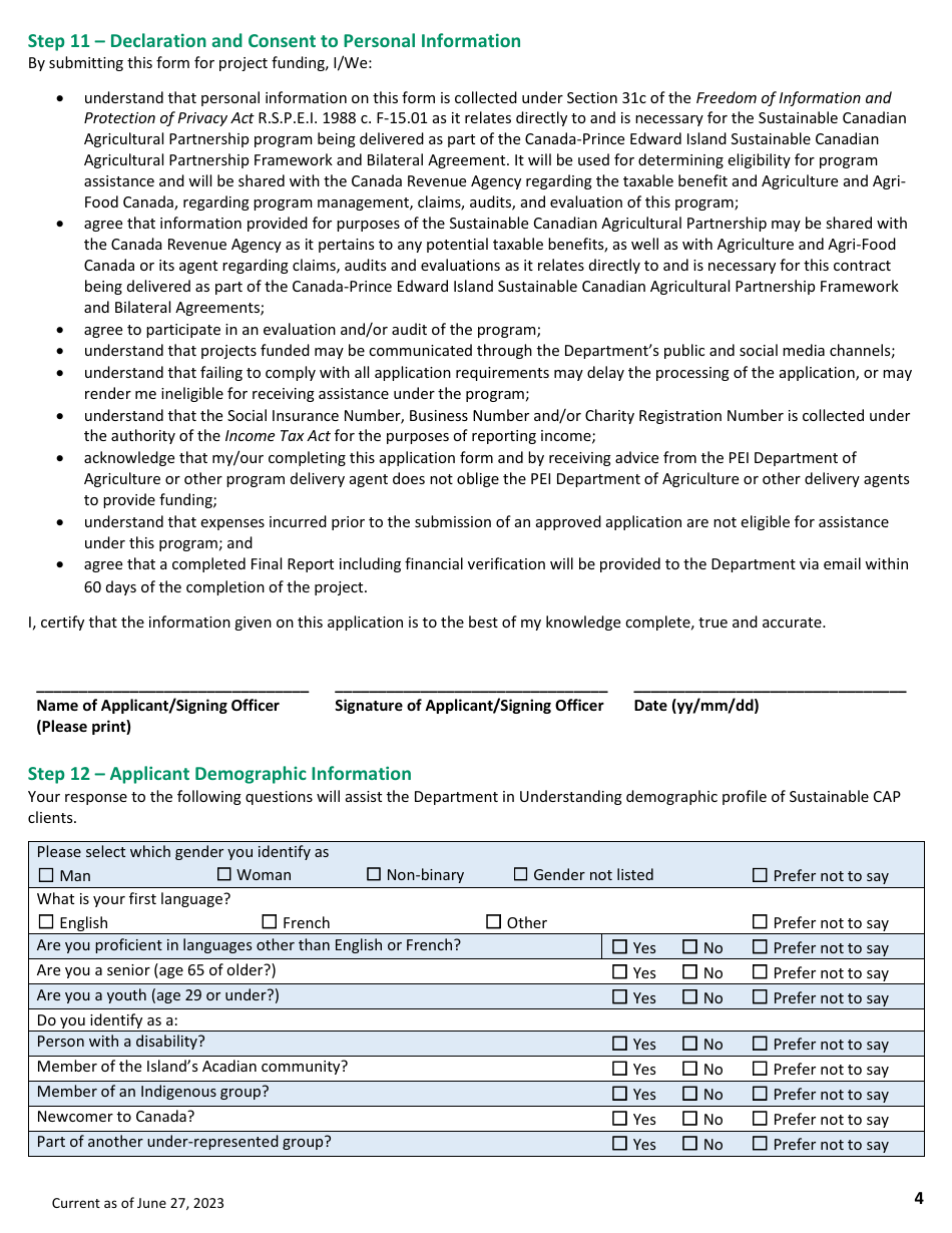 Application Form - Perennial Crop Development Program - Prince Edward Island, Canada, Page 4