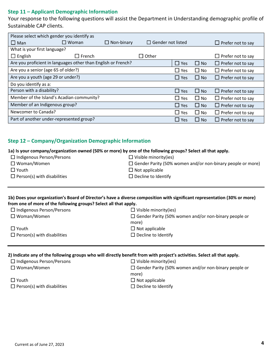 Application Form - Organic Industry Development Program - Prince Edward Island, Canada, Page 4