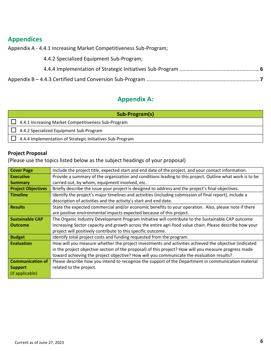 Application Form - Organic Industry Development Program - Prince Edward Island, Canada, Page 6