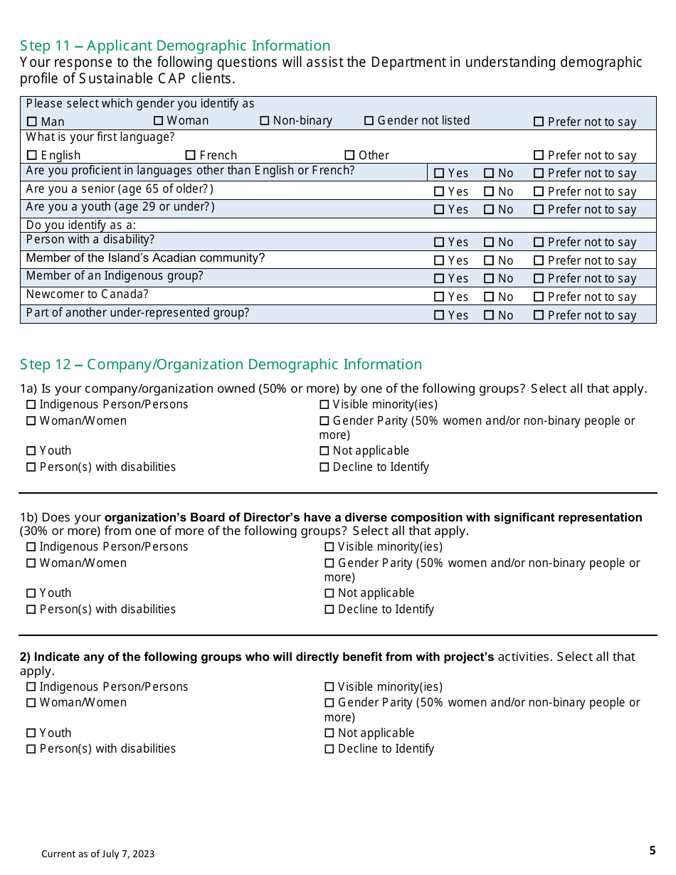 Application Form - Business Development Program - Prince Edward Island, Canada, Page 5