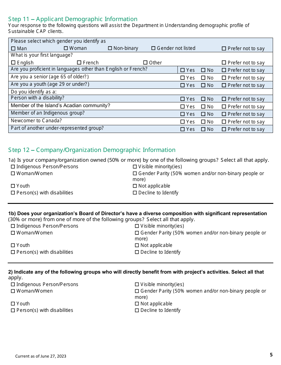 Application Form - Strategic Industry Growth Initiative (Sigi) - Prince Edward Island, Canada, Page 5