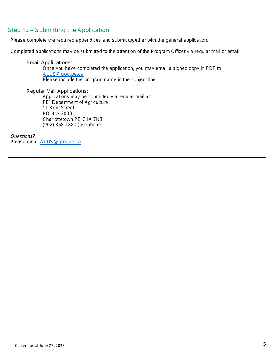 Application Form - Alternative Land Use Services (Alus) Program - Prince Edward Island, Canada, Page 5