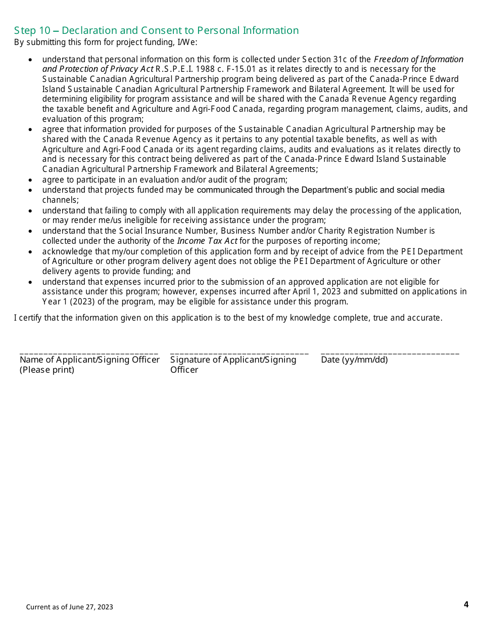 Application Form - Agriculture Stewardship Program - Prince Edward Island, Canada, Page 4