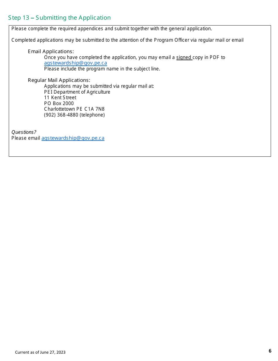 Application Form - Agriculture Stewardship Program - Prince Edward Island, Canada, Page 6