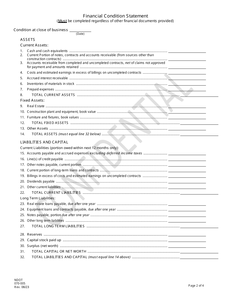 NDOT Form 070 005 Download Fillable PDF or Fill Online Contractor NDOT Form 070 005 Download Fillable PDF or Fill Online Contractor