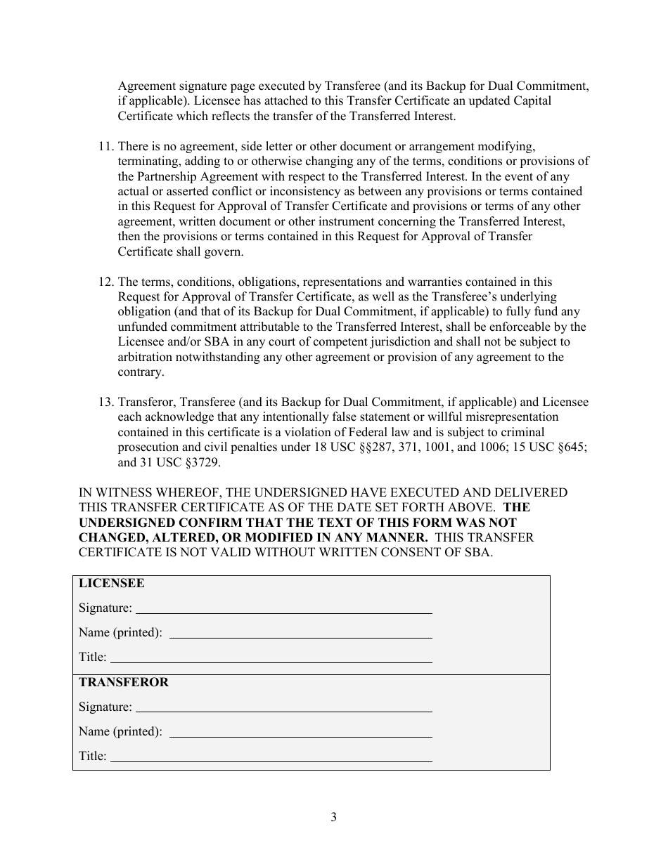 Request for Approval of Transfer Certificate, Page 3